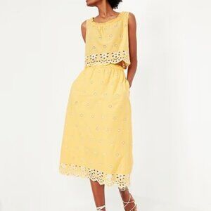NWT Golden Aura A-Line Eyelet Midi Skirt Size Large By Old Navy
